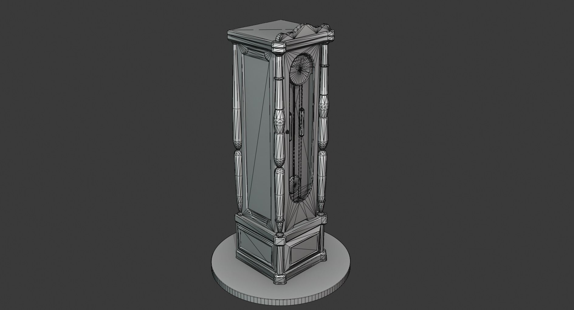 Vintage Standing Clock Low-poly 3D model_1