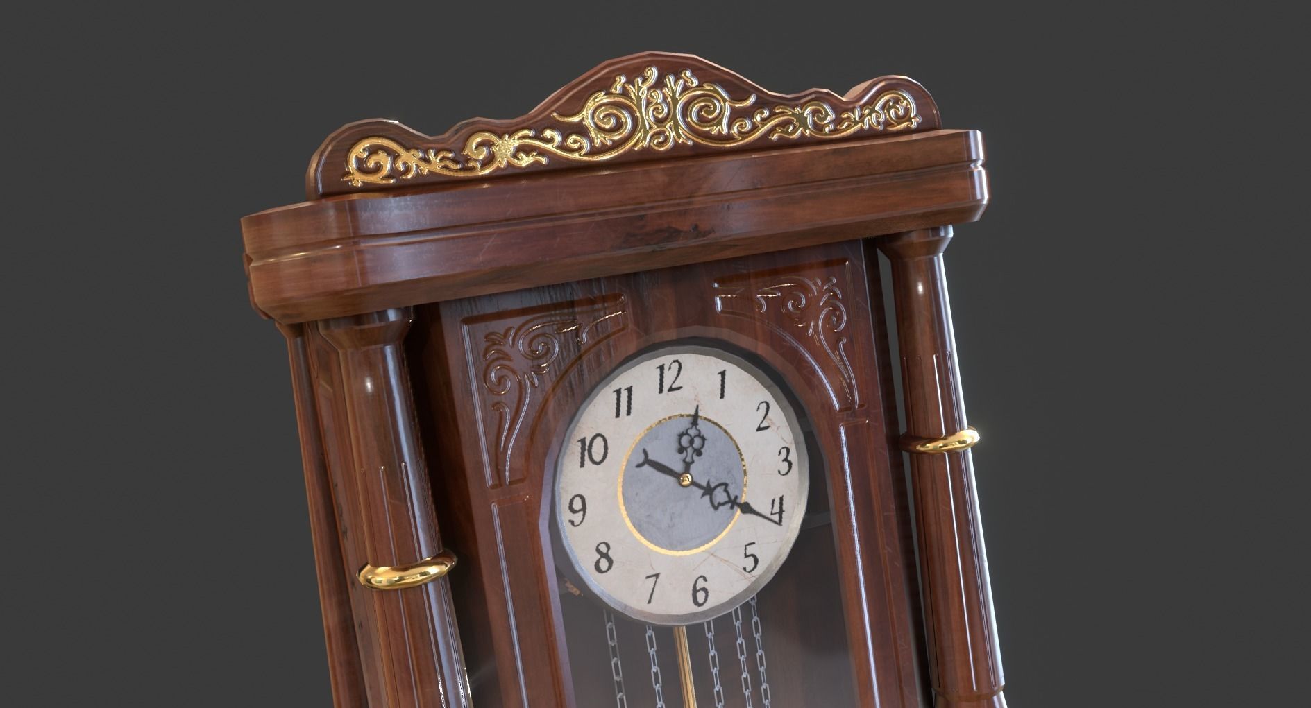 Vintage Standing Clock Low-poly 3D model_10