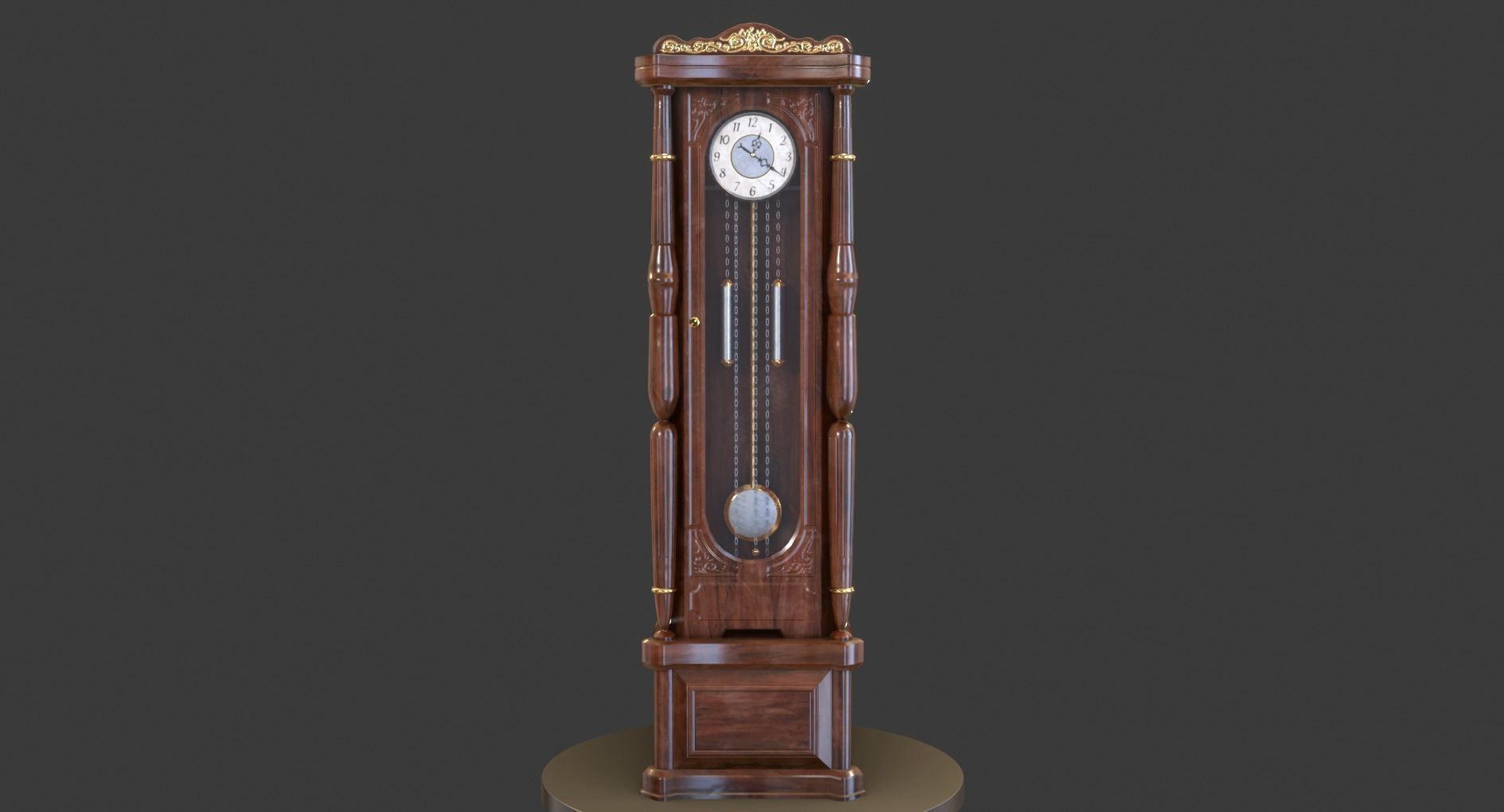 Vintage Standing Clock Low-poly 3D model_2