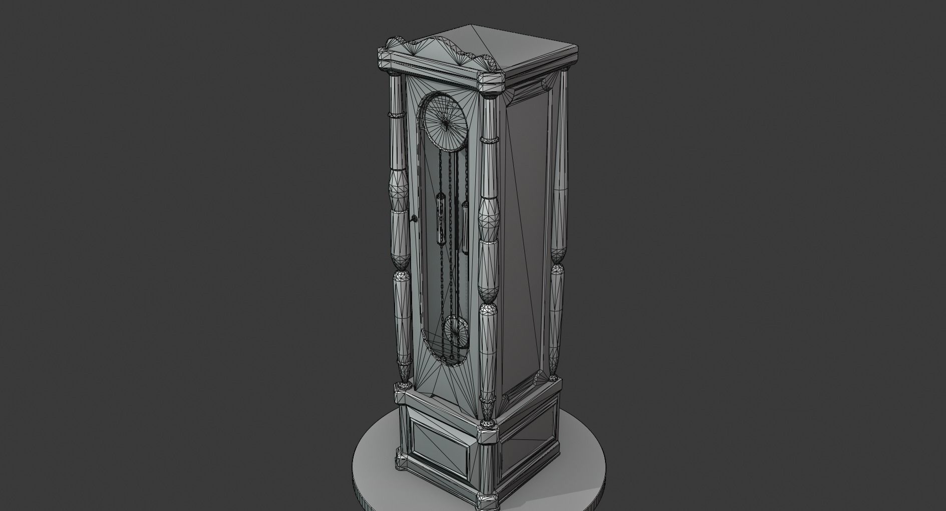 Vintage Standing Clock Low-poly 3D model_5