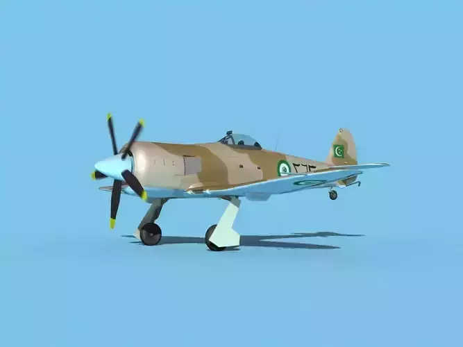 Hawker Sea Fury V20 Egyptian AF 3D model