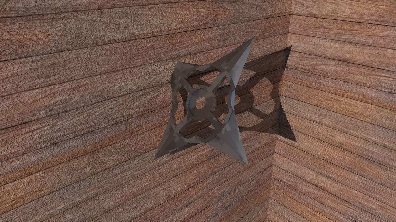 shuriken three metal stars Low-poly 3D model_4