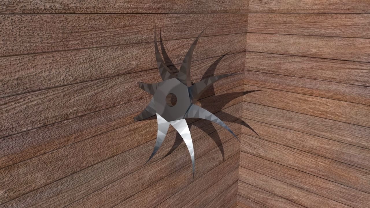 shuriken three metal stars Low-poly 3D model_6