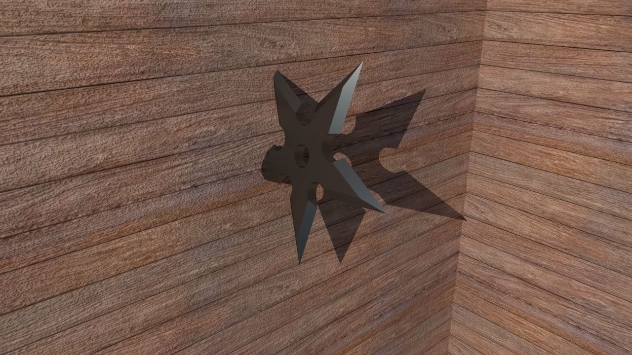 shuriken three metal stars Low-poly 3D model_3