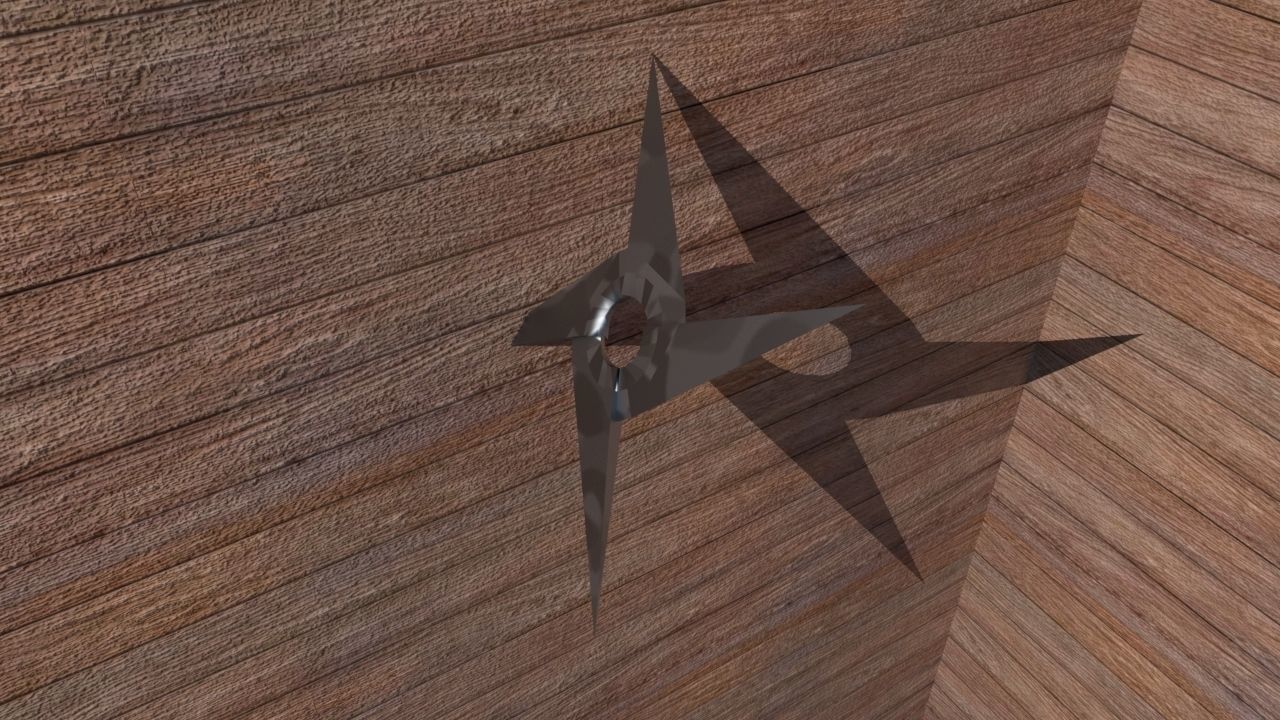 shuriken three metal stars Low-poly 3D model_5
