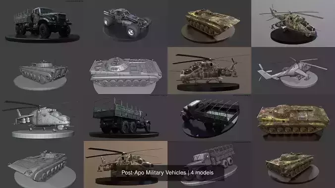 Post-Apo Military Vehicles 3D Model Collection