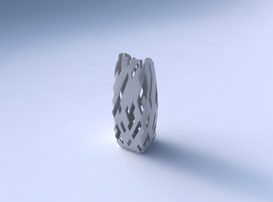 Vase arc rectangle with cuts 3D print model_3