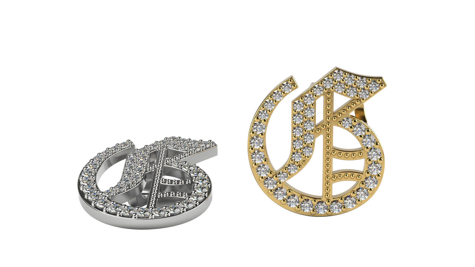 Old English G stone and solid 3D print model_1