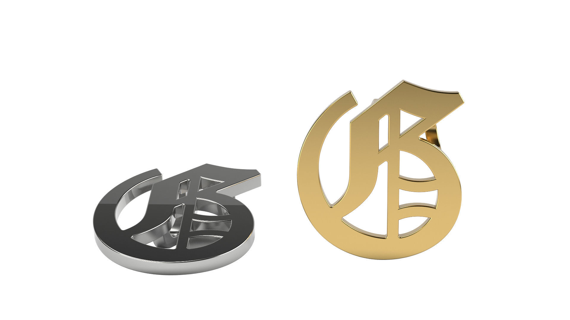 Old English G stone and solid 3D print model_3