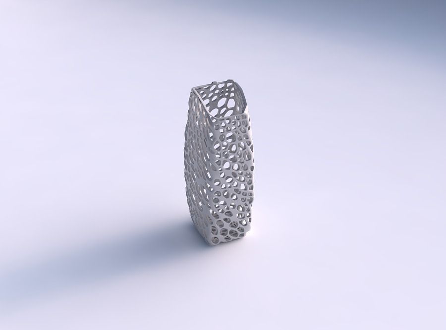 Vase arc rectangle with dense organic lattice 3D print model