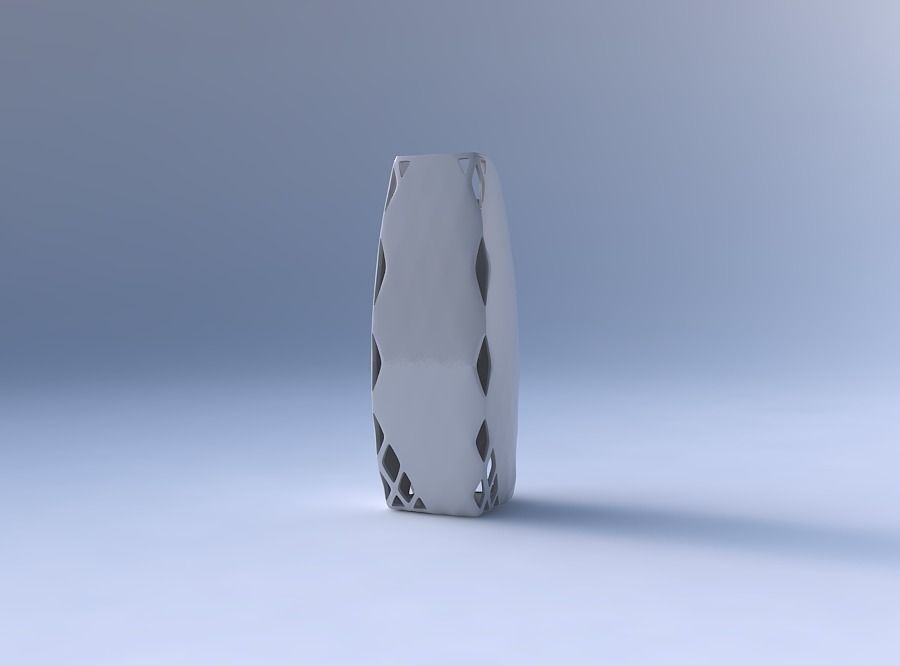 Vase arc rectangle with diagonal grid lattice 2 3D print model_4