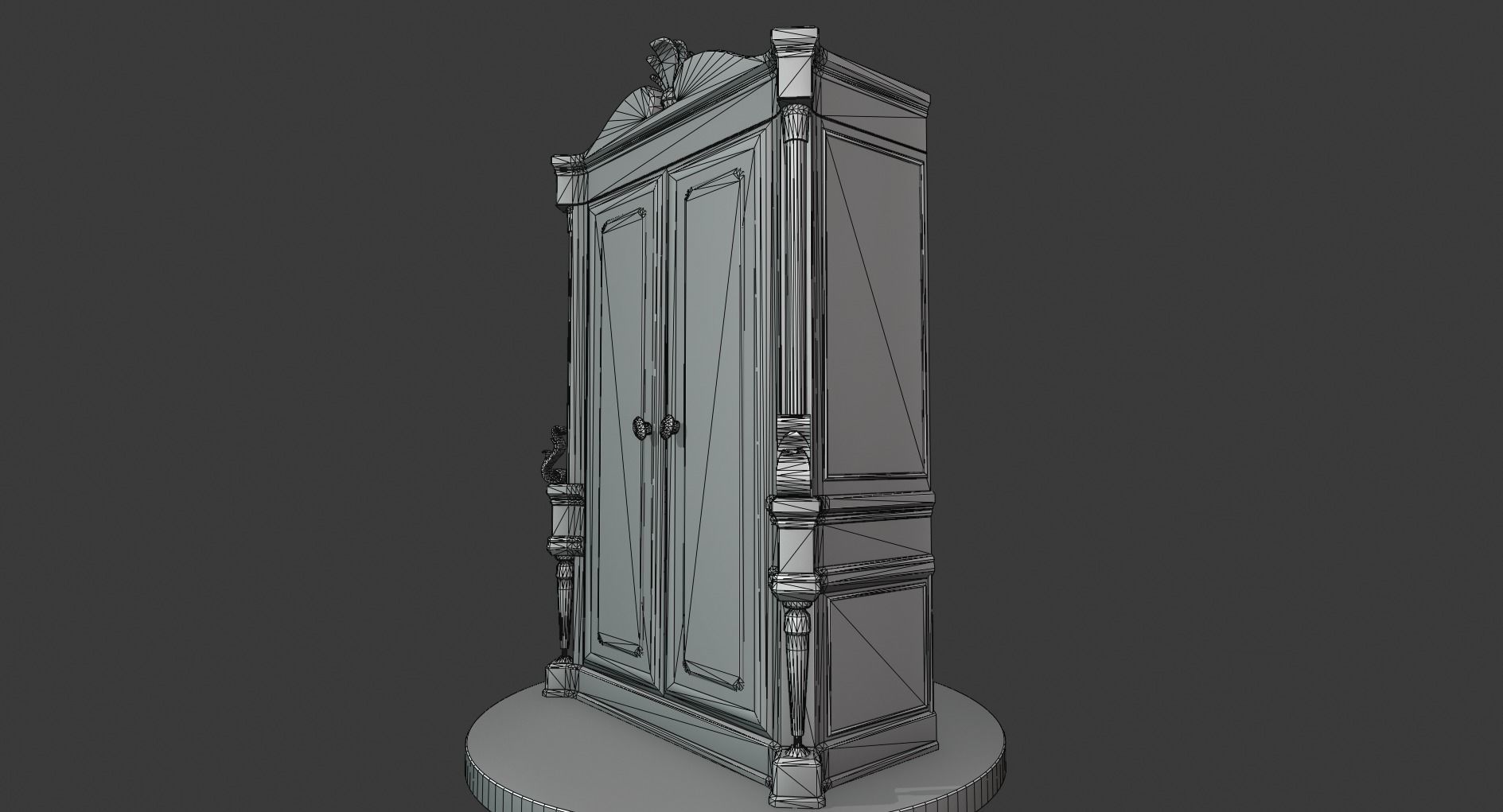 Vintage Wooden Wardrobe Low-poly 3D model_5