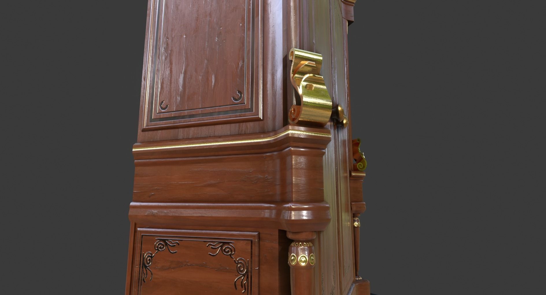 Vintage Wooden Wardrobe Low-poly 3D model_10