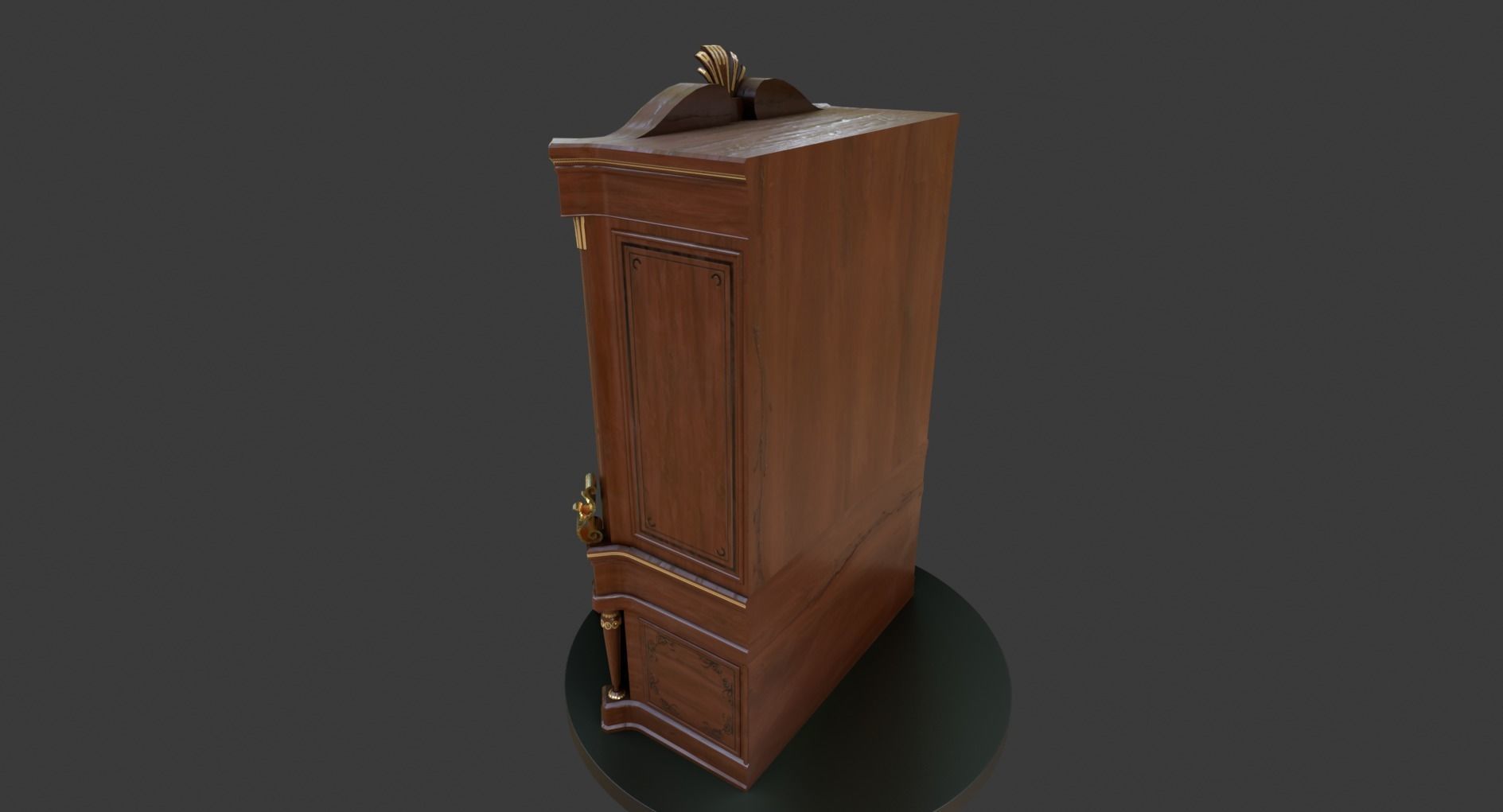 Vintage Wooden Wardrobe Low-poly 3D model_6