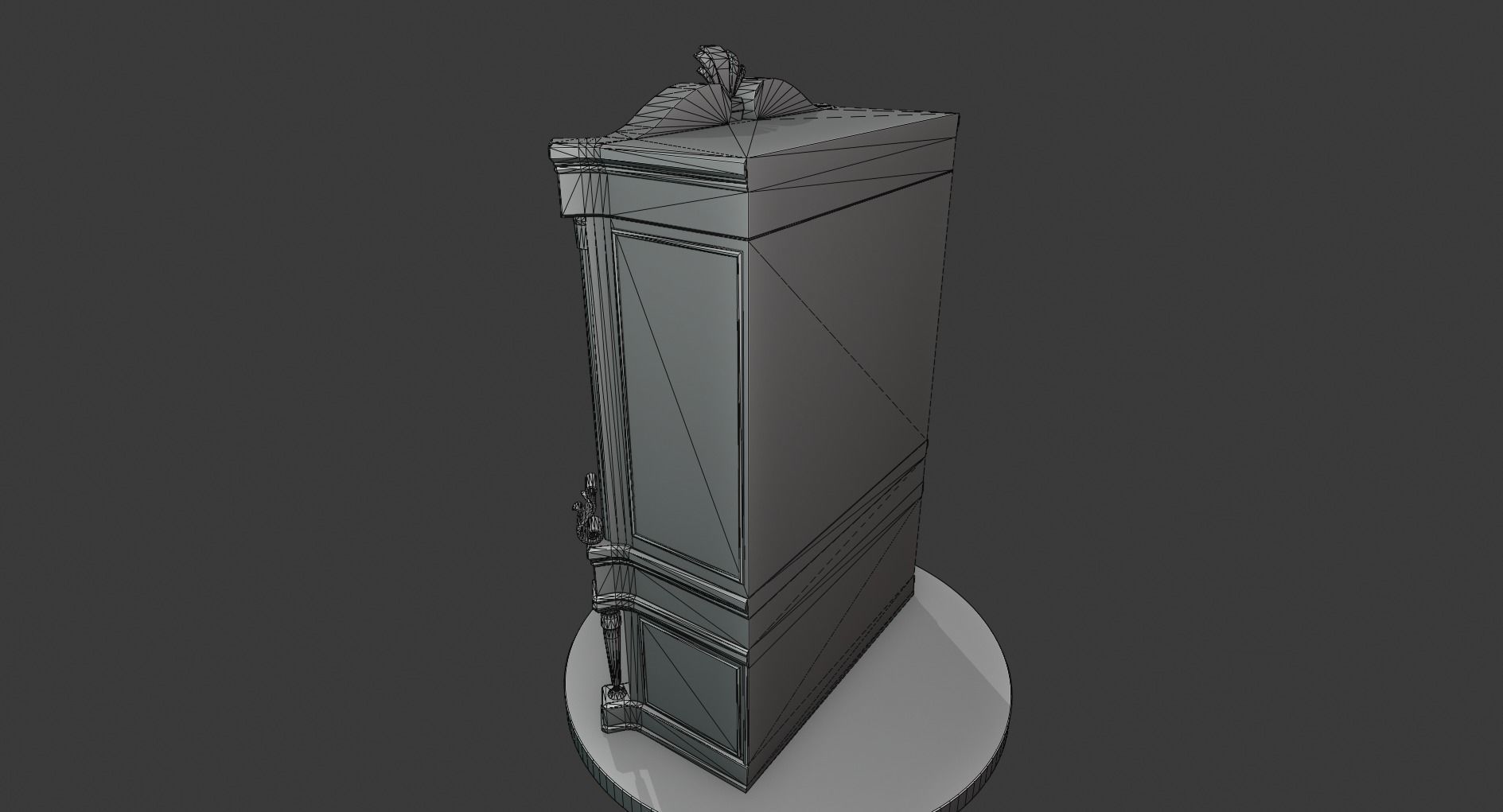 Vintage Wooden Wardrobe Low-poly 3D model_7