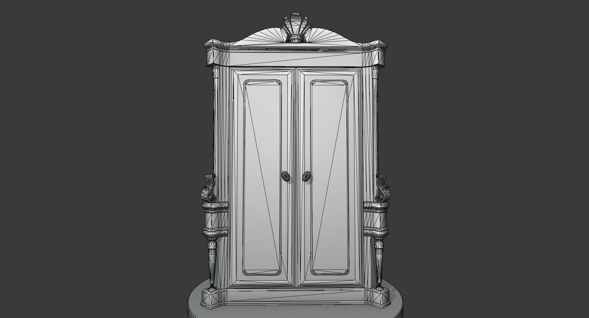 Vintage Wooden Wardrobe Low-poly 3D model_3