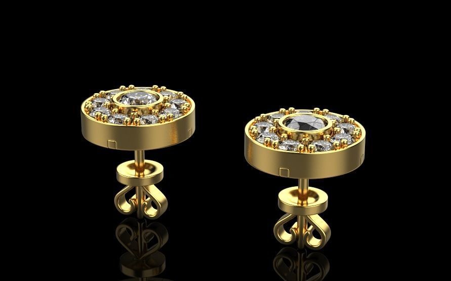 Stud earring  3D print model_4