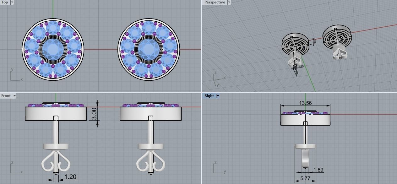 Stud earring  3D print model_9