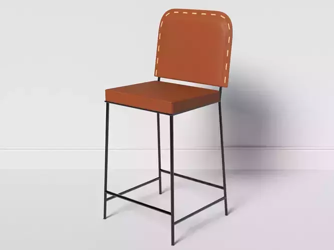 Stitched leather chair B Free low-poly 3D model