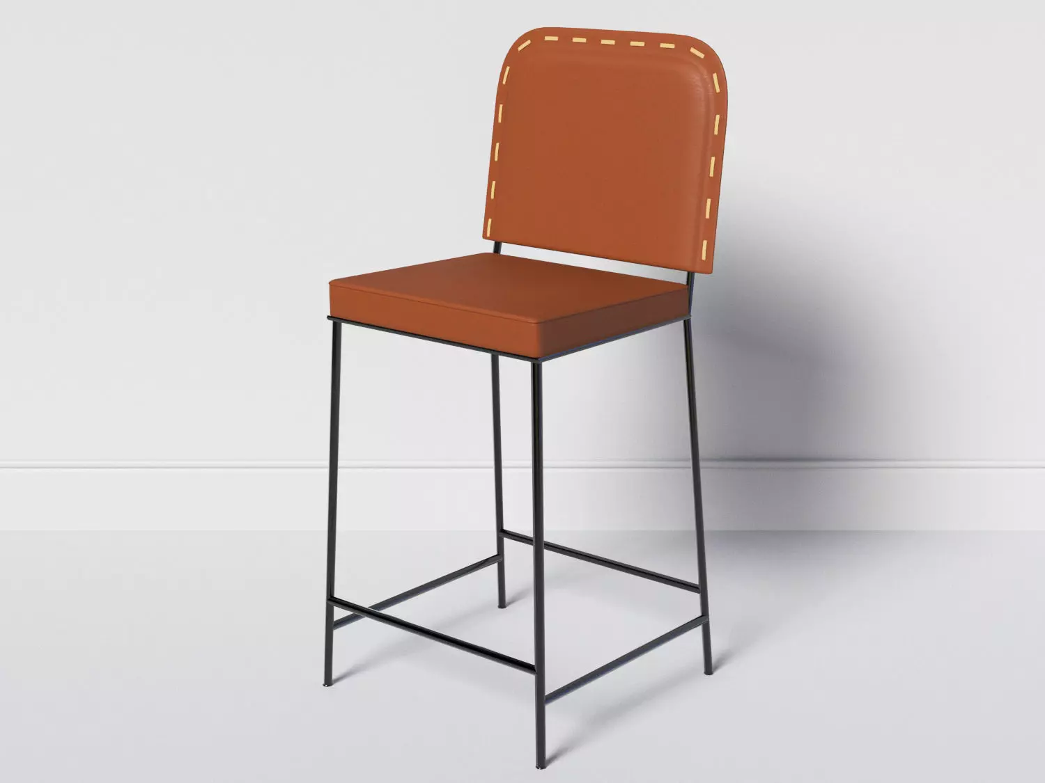 Stitched leather chair B Free low-poly 3D model_0