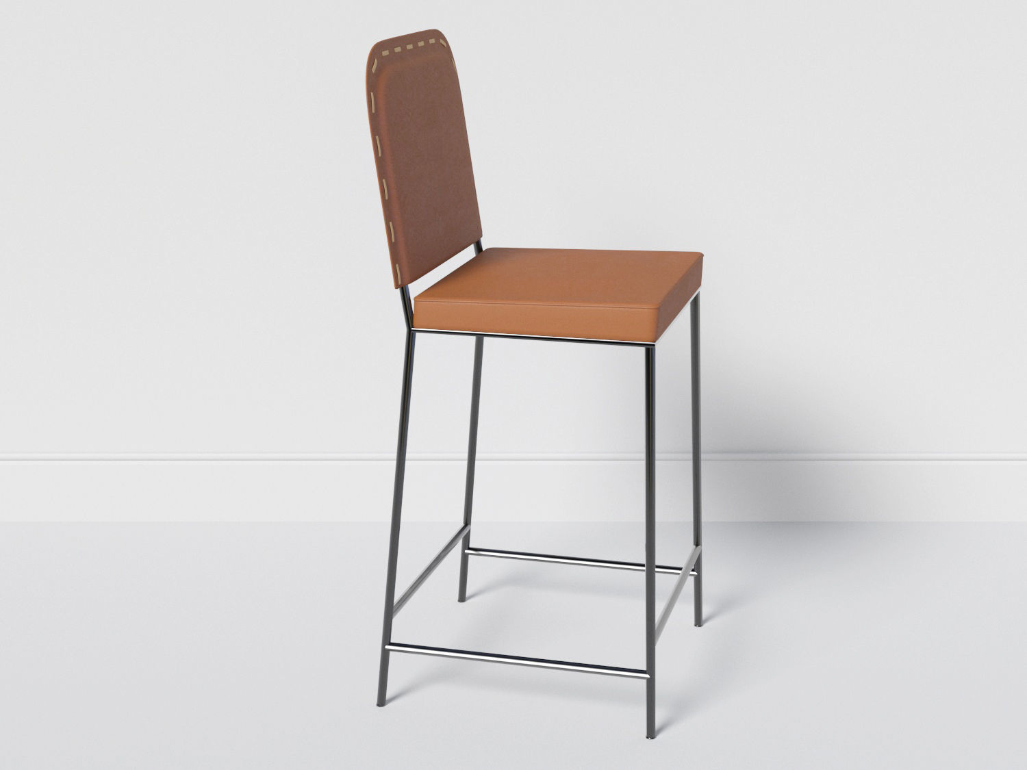 Stitched leather chair B Free low-poly 3D model_3