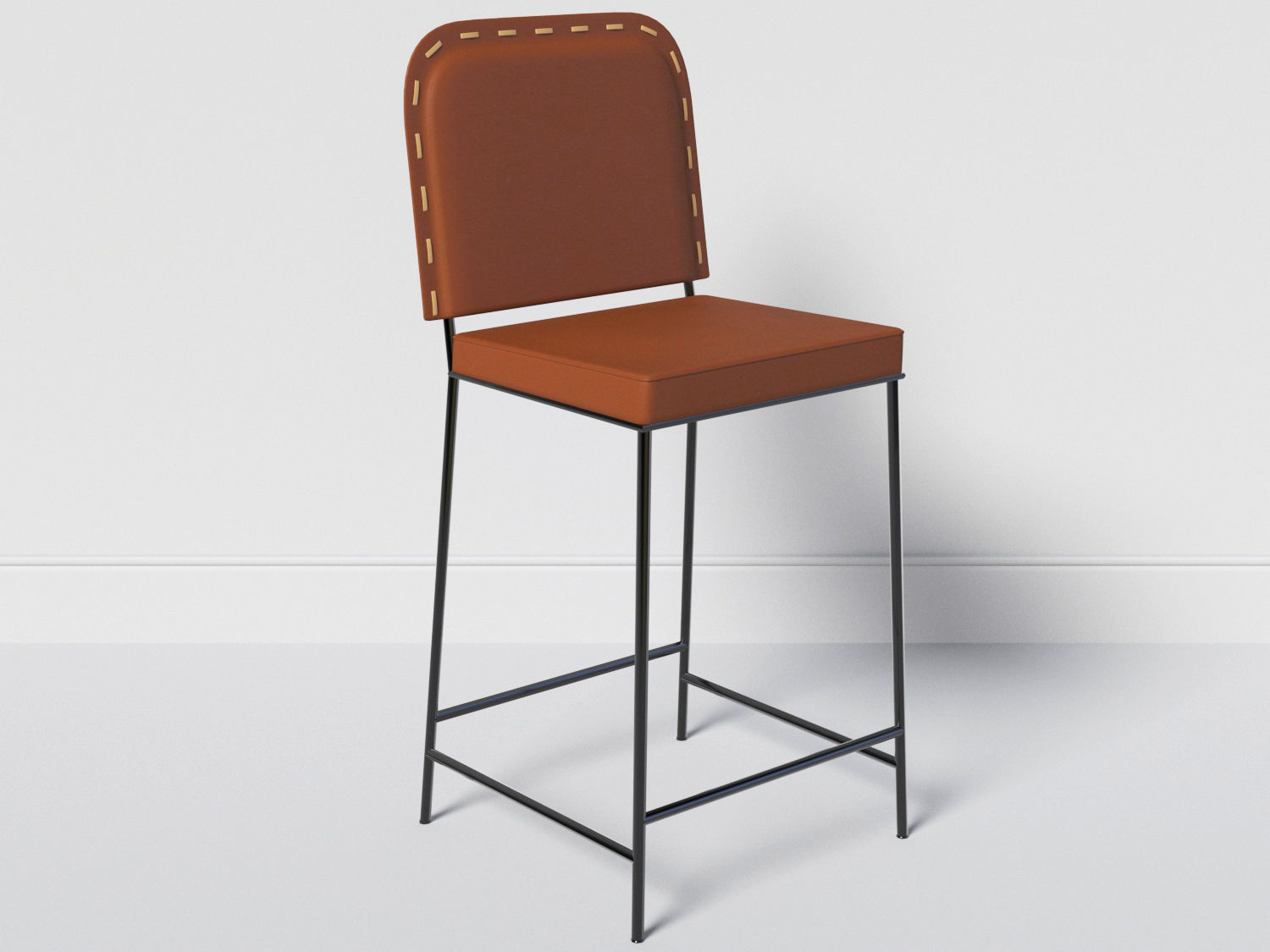 Stitched leather chair B Free low-poly 3D model_5