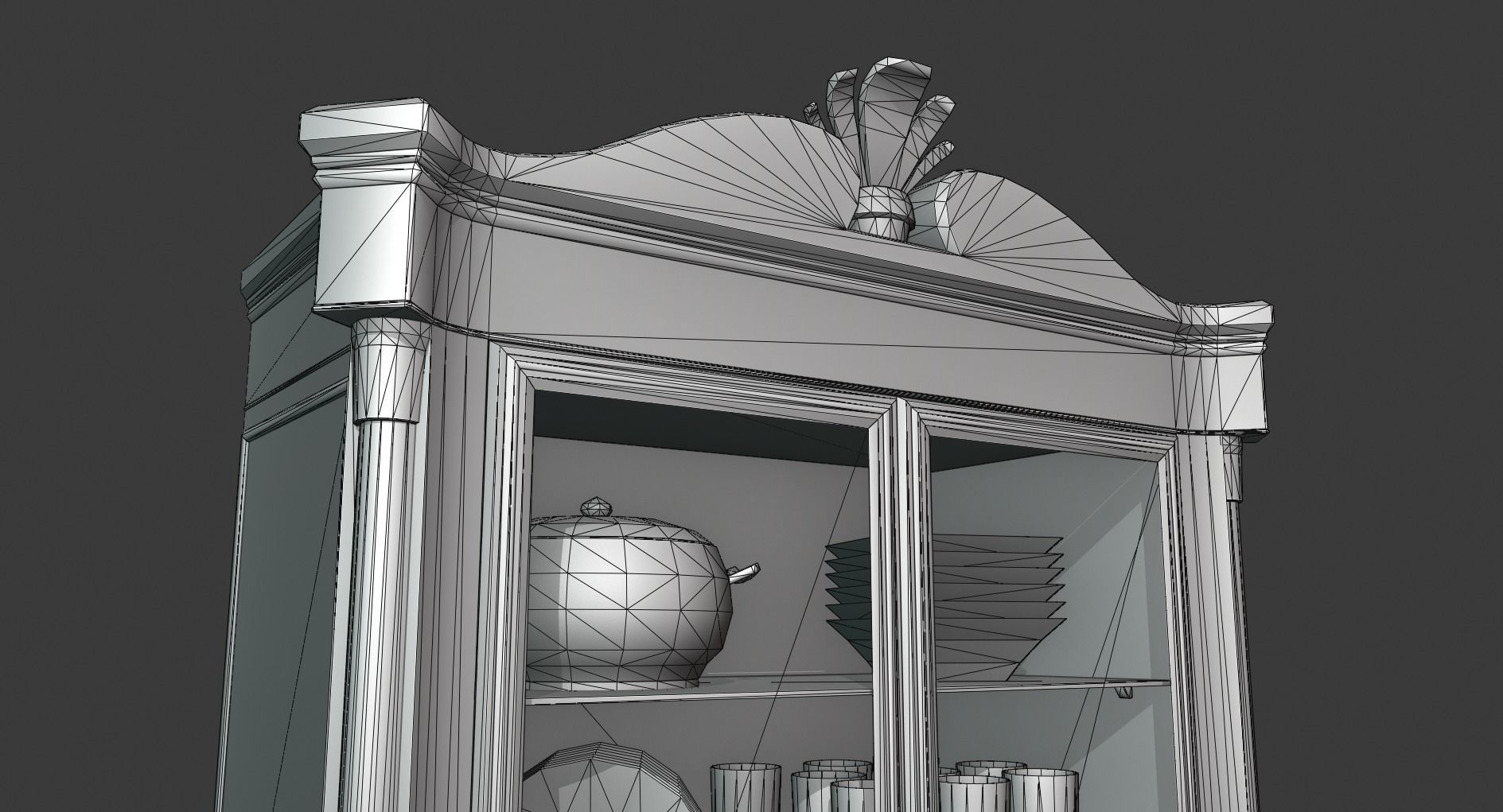 Vintage Wooden Cabinet Low-poly 3D model_7