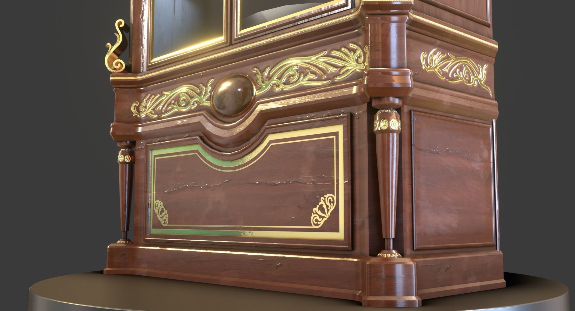 Vintage Wooden Cabinet Low-poly 3D model_10