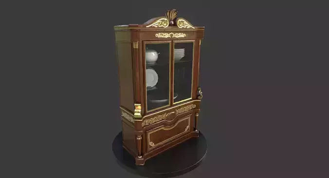 Vintage Wooden Cabinet Low-poly 3D model