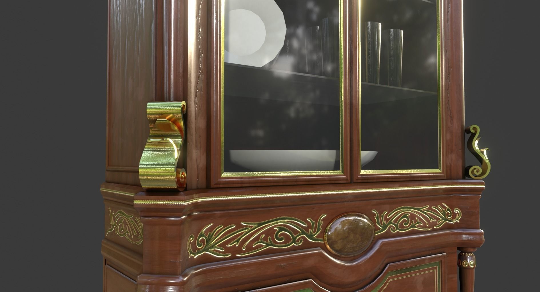 Vintage Wooden Cabinet Low-poly 3D model_8