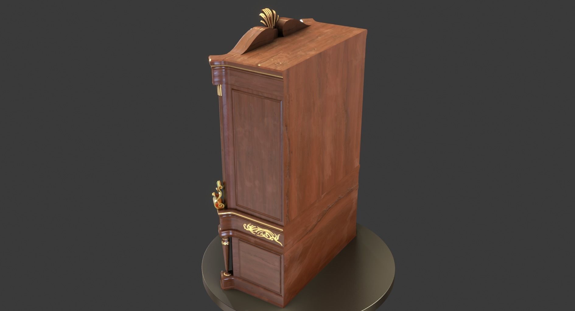 Vintage Wooden Cabinet Low-poly 3D model_12