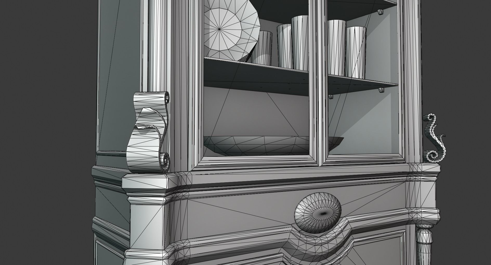 Vintage Wooden Cabinet Low-poly 3D model_9