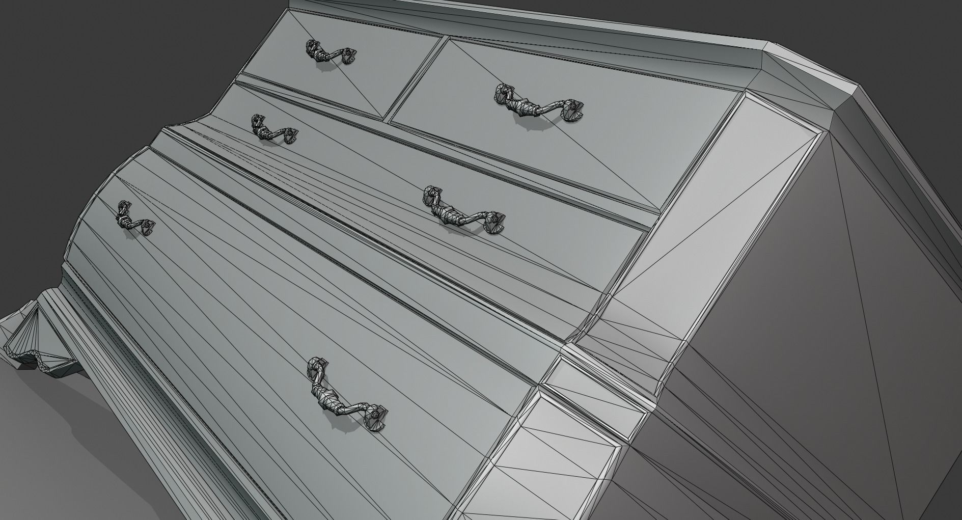 Vintage Small Commode Low-poly 3D model_11