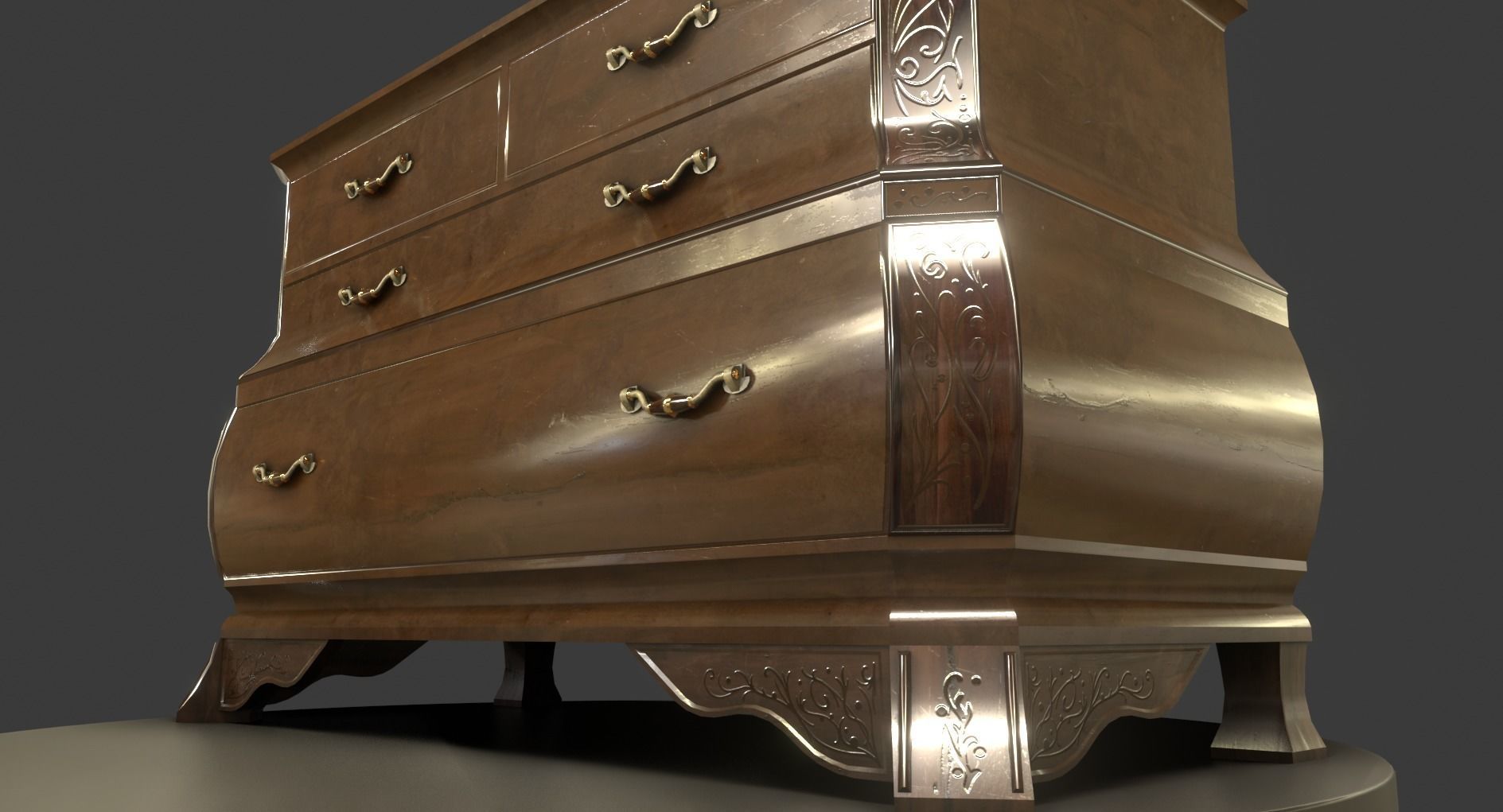 Vintage Small Commode Low-poly 3D model_12