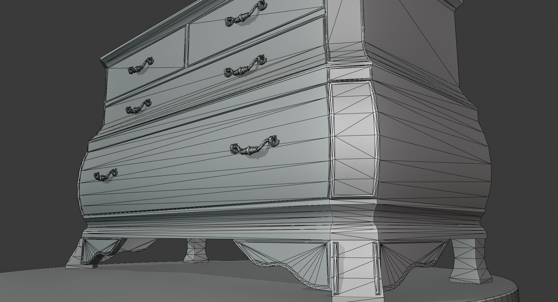 Vintage Small Commode Low-poly 3D model_13