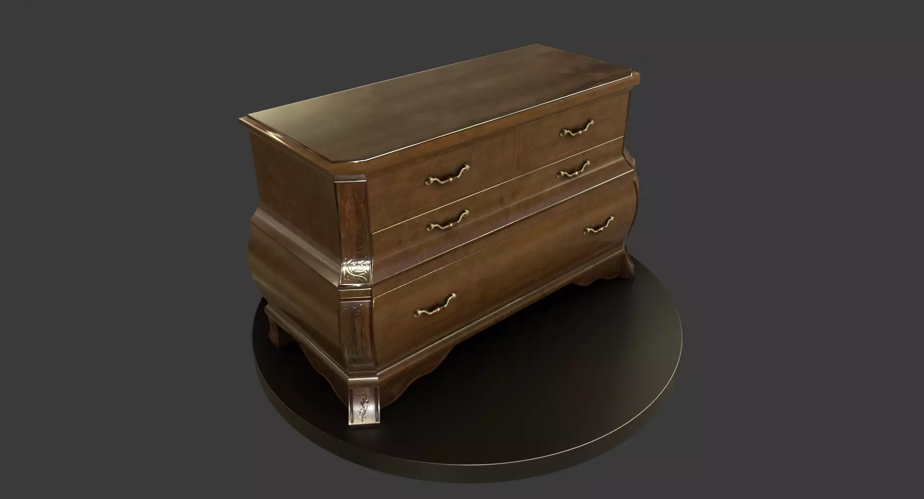 Vintage Small Commode Low-poly 3D model_0