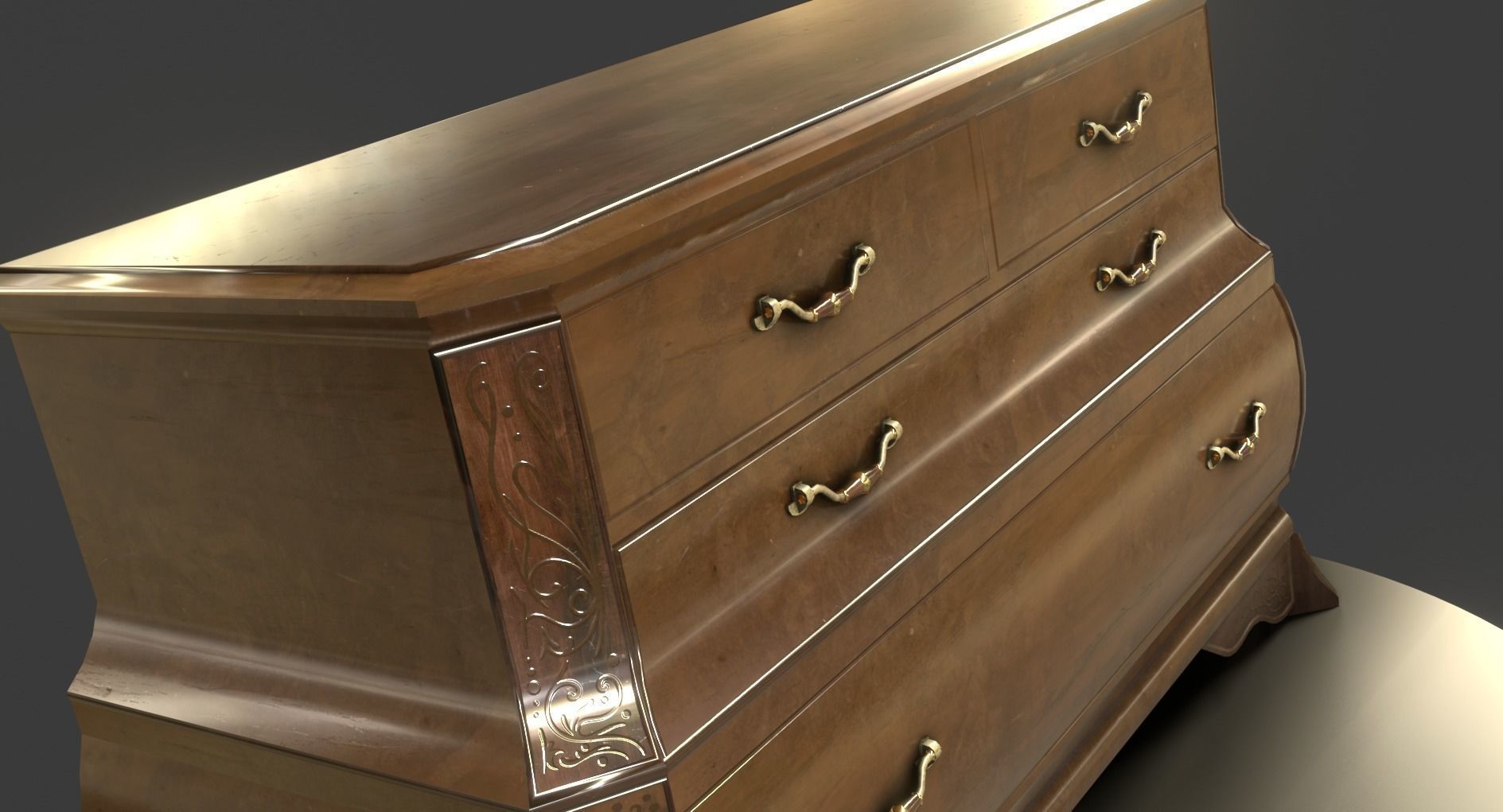 Vintage Small Commode Low-poly 3D model_8