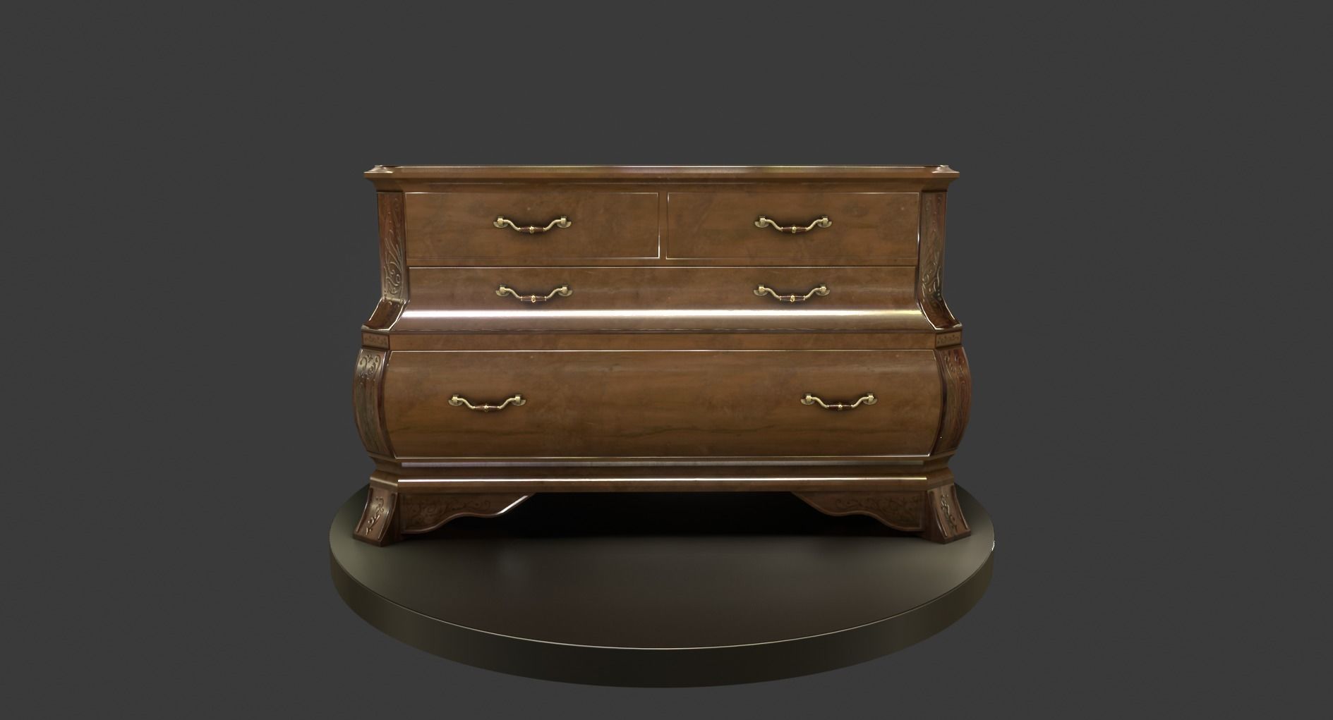 Vintage Small Commode Low-poly 3D model_2