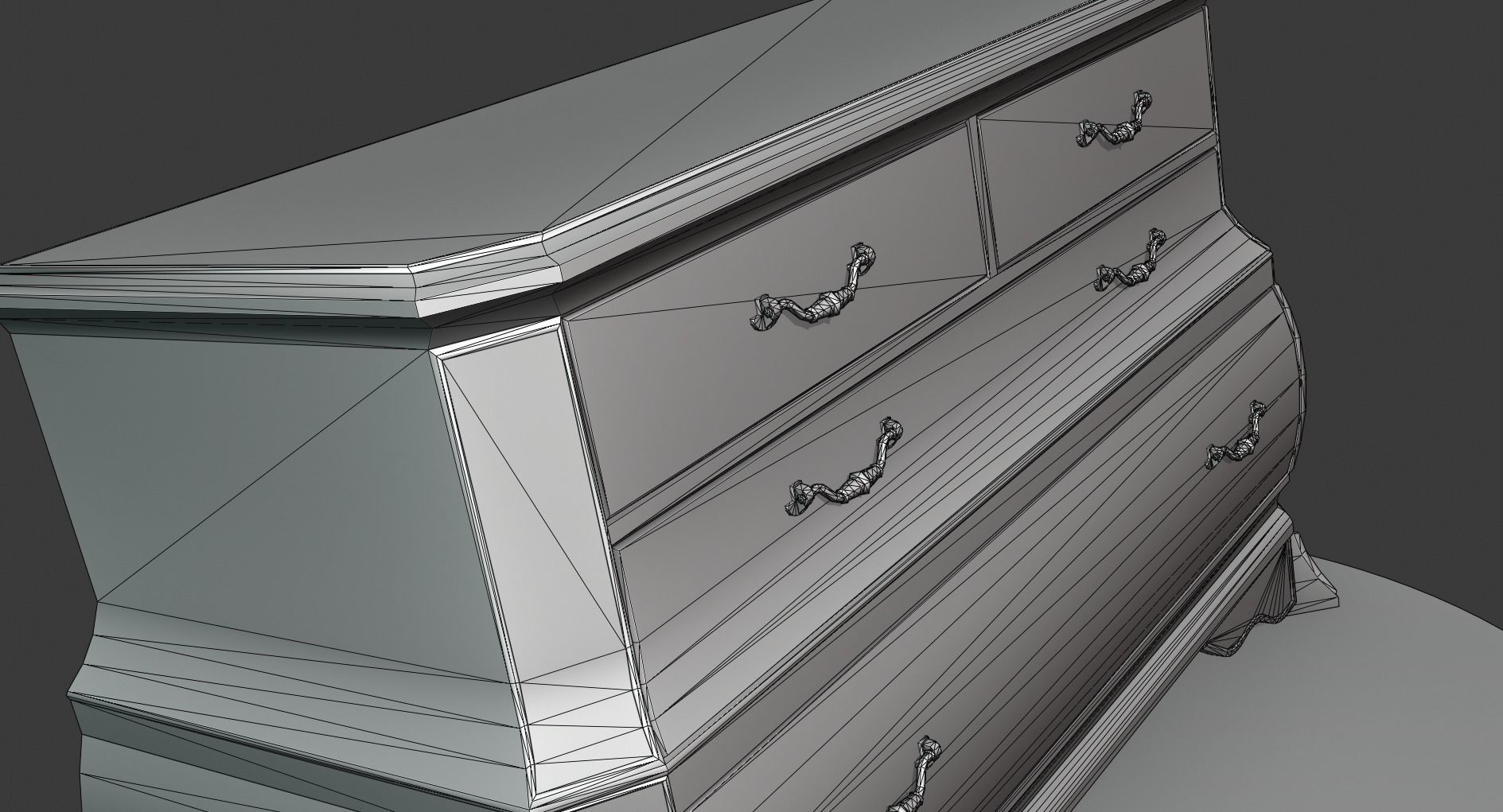 Vintage Small Commode Low-poly 3D model_9