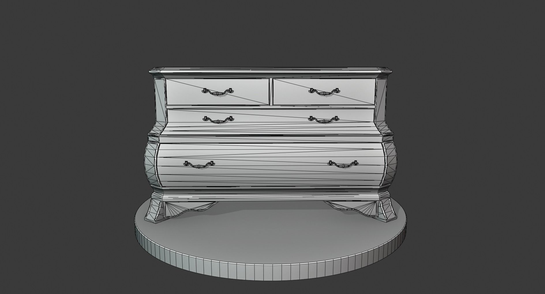 Vintage Small Commode Low-poly 3D model_3
