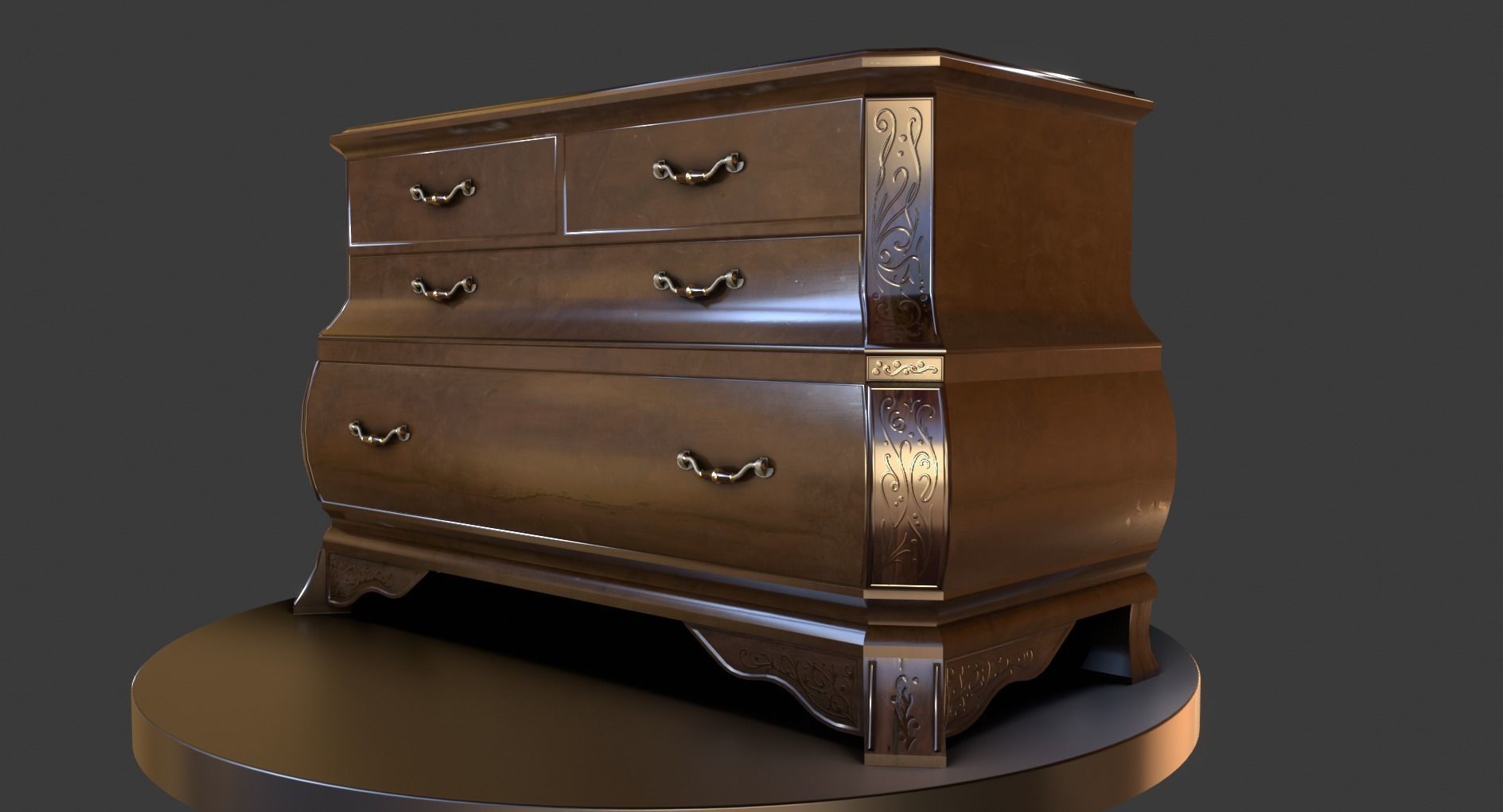 Vintage Small Commode Low-poly 3D model_4