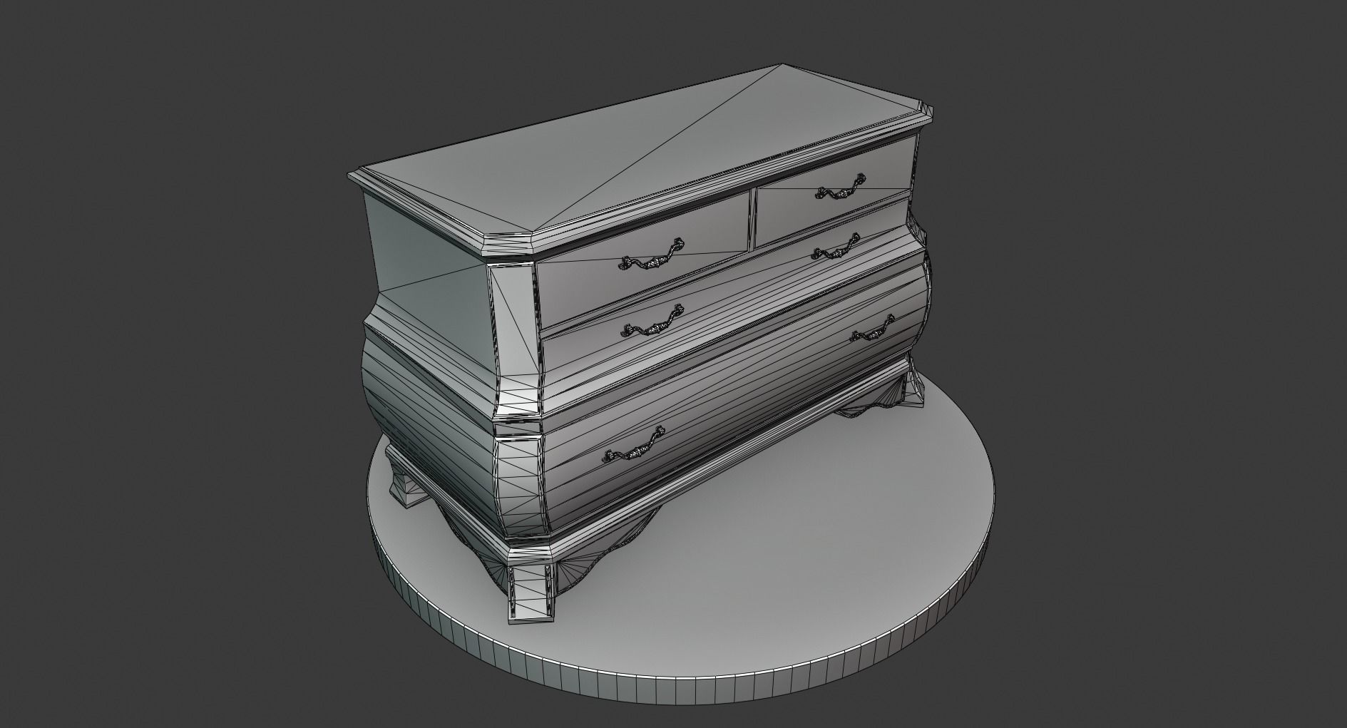 Vintage Small Commode Low-poly 3D model_1