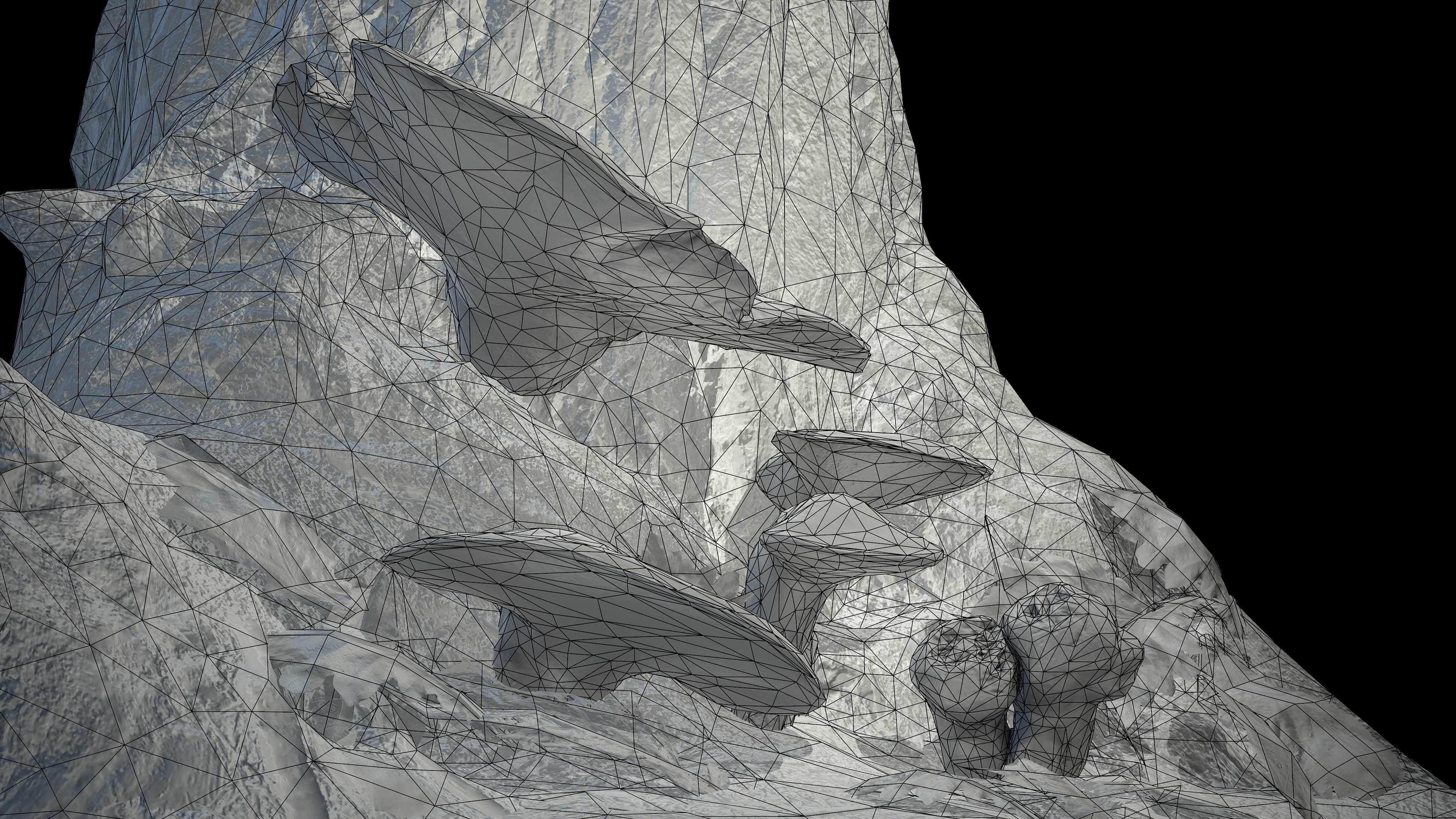 Wood Mushrooms on a Trees - Beefsteak Tongue Polypore Low-poly 3D model_13