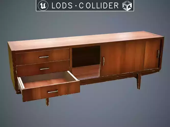 Soviet Chest Of Drawers variant 3 Brown - Clean and Dirty Low-poly 3D model