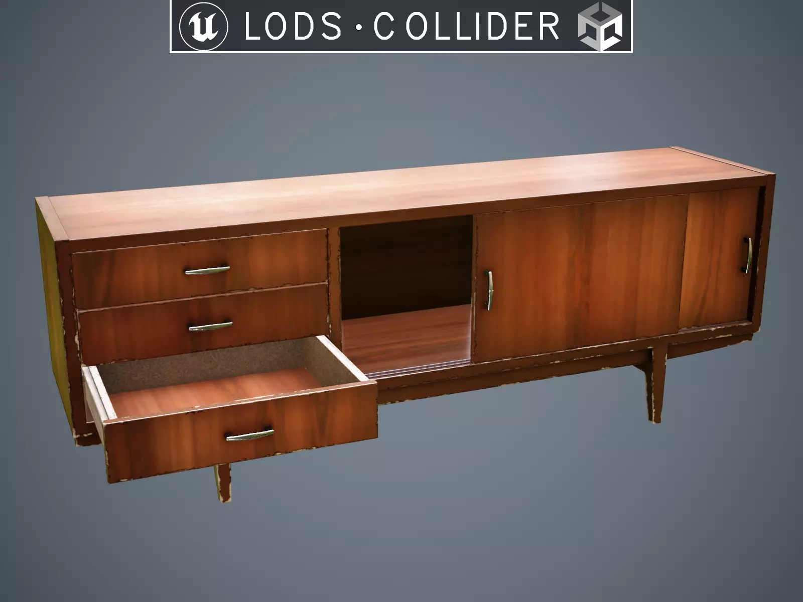 Soviet Chest Of Drawers variant 3 Brown - Clean and Dirty Low-poly 3D model