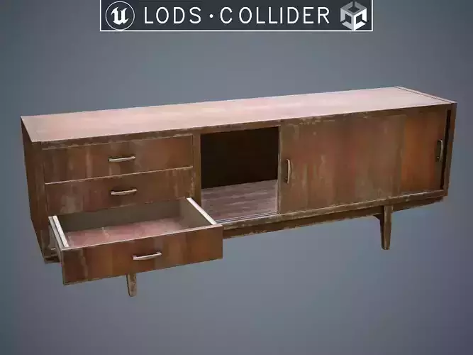 Soviet Chest Of Drawers variant 3- Dirty and Damaged Low-poly 3D model