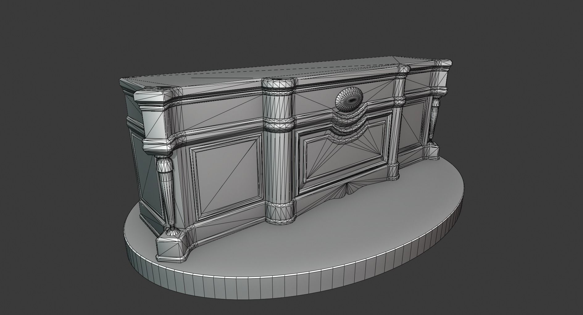 Vintage Big Commode Low-poly 3D model_1