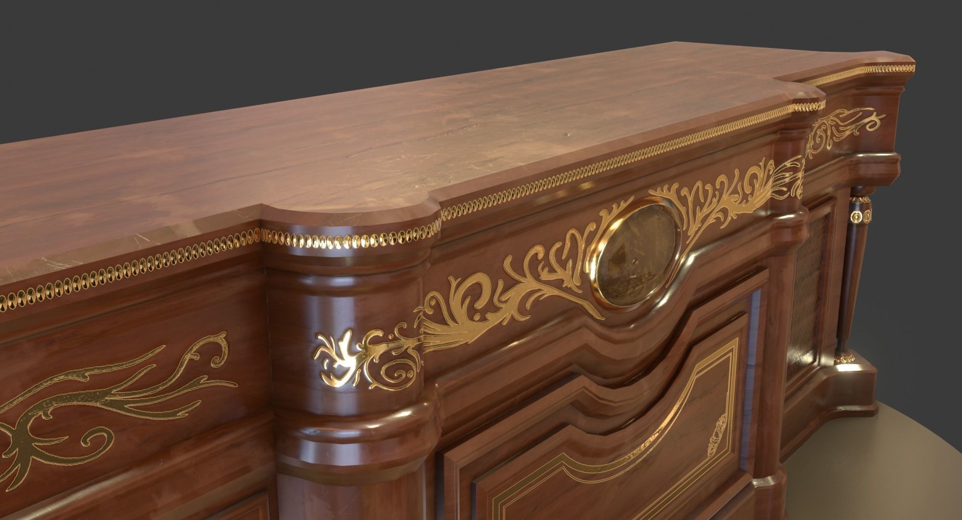 Vintage Big Commode Low-poly 3D model_8