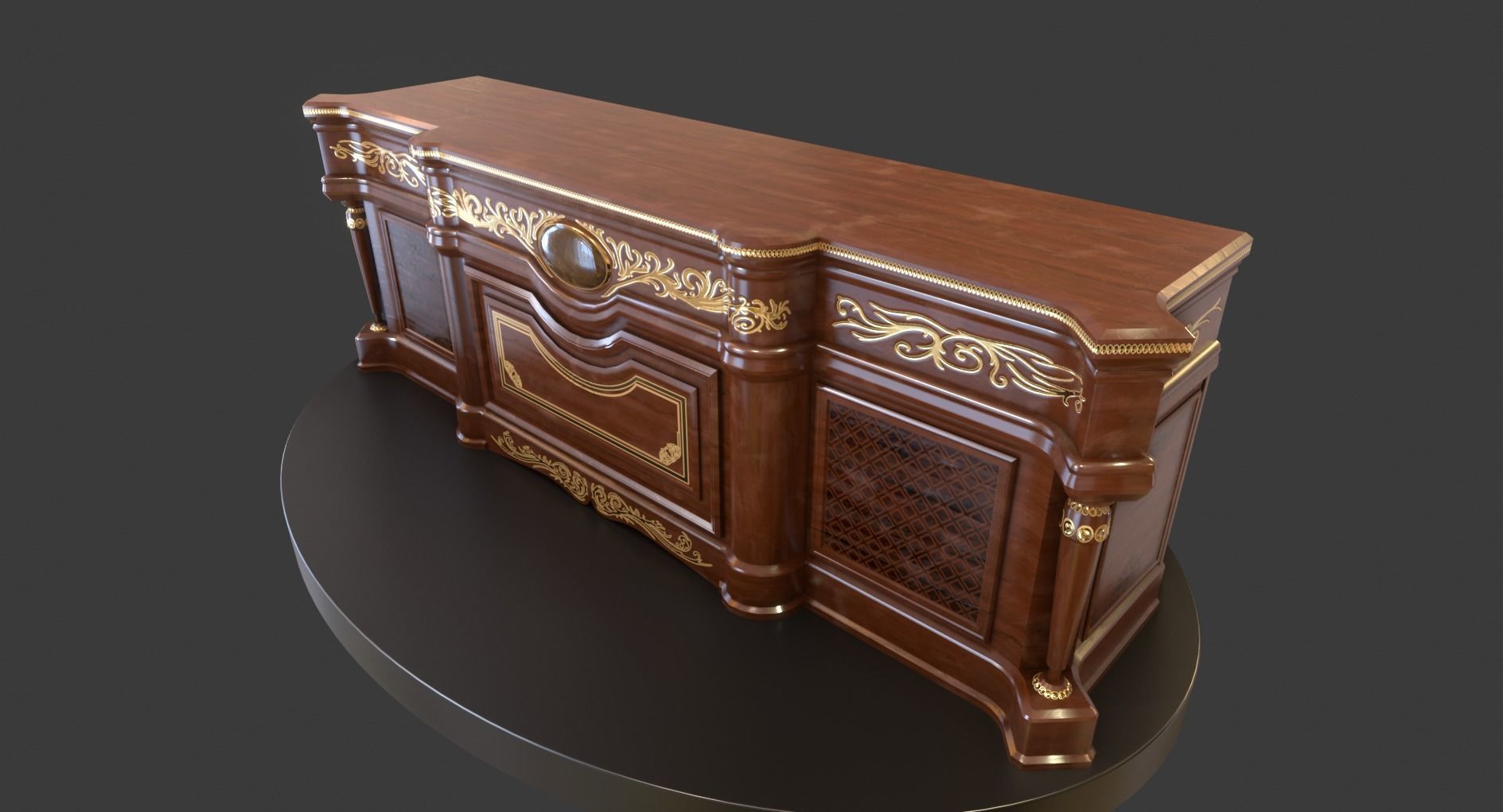 Vintage Big Commode Low-poly 3D model_4