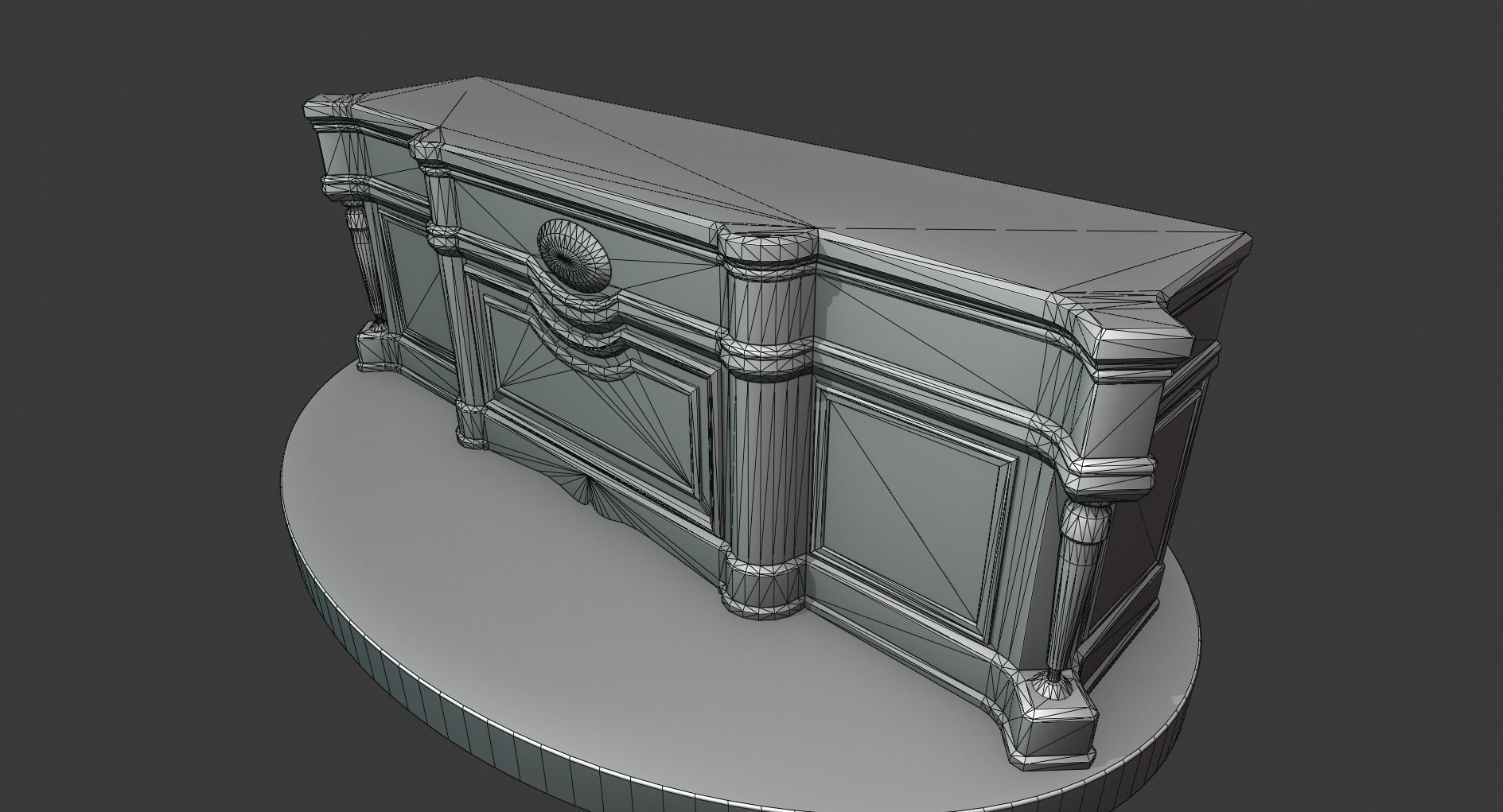 Vintage Big Commode Low-poly 3D model_5